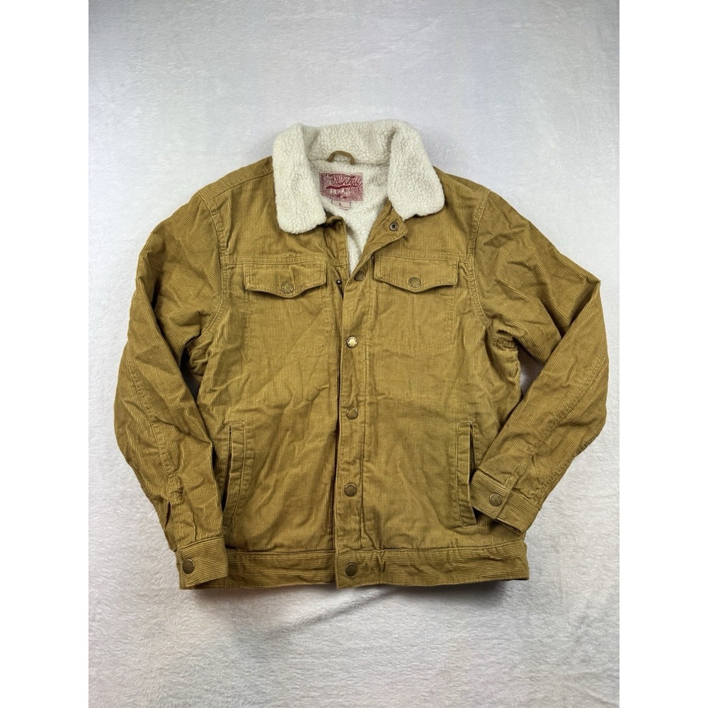 Brooklyn Cloth Corduroy Sherpa Lined Trucker Jacket Size L Cabin Camping Chore
